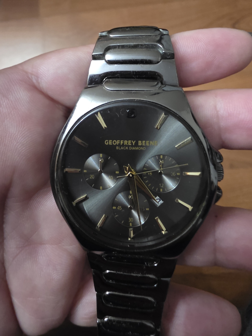 Geoffrey Beene Black Diamond Men's Black Chronograph Watch